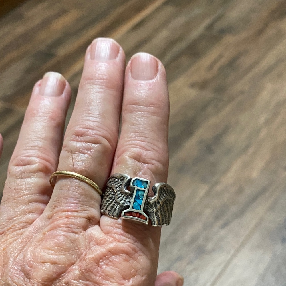 Turquoise and Silver Winged Ring